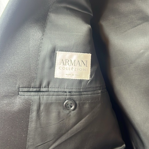 Armani Collezioni Men Wool Tuxedo Blazer 44R  Black Single Breasted Satin Lapel - Picture 3 of 11